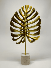Luxury Golden Monstera Leaf Table Decor