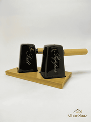 Salt and Pepper Set with Bamboo Handle & Base