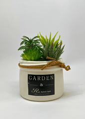 Elegant Beige & White Garden Pots