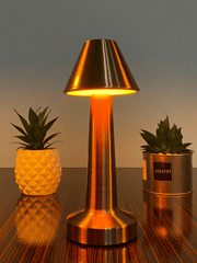 Elegant Copper LED Table Lamp – Rechargeable, Touch Sensor, and Dimmable
