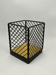 Black Metal Crockery Holder with Wooden Base