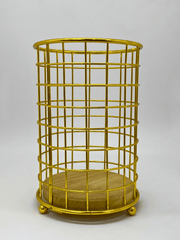 Metal Kitchen Utensil Holder with Wooden Base