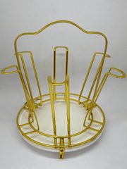 Gold Metal Glass Holder with White Tray