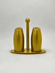 Gold Stainless Steel Salt & Pepper Shaker Set with Stand
