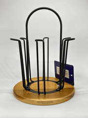Homeatic Black Metal Glass Holder with Wooden Base
