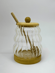 Honey Jar with Wooden Lid and Dipper