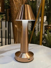 Elegant Copper LED Table Lamp – Rechargeable, Touch Sensor, and Dimmable
