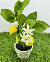 Elegant Artificial Lemon Plant in Rustic Pot