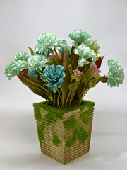 Artificial Blue and Mint Floral Arrangement in Pot