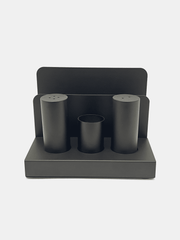 Black Salt & Pepper Shaker Set with Napkin Holder