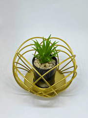 Artificial Planter in Gold Orb Cage