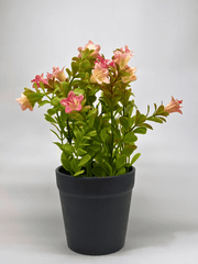 Artificial Flower Plant in Black Pot – Pink Bloom