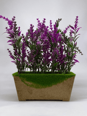 Artificial Purple Lavender in Rustic Brown Planter