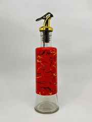 Glass Marble-Effect Oil Bottle with Gold Pourer - 300ml