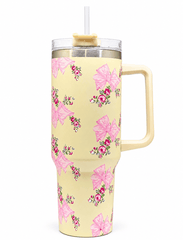 Floral Bow Print Premium Insulated Tumbler – 40oz