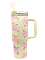 Floral Bow Print Premium Insulated Tumbler – 40oz