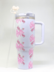 Floral Bow Print Premium Insulated Tumbler – 40oz