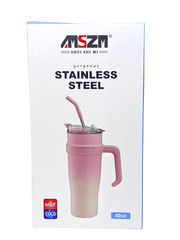 40oz (1.18L) Stainless Steel Tumbler with Handle & Steel Straw