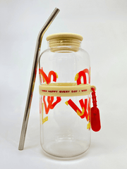 Glass Tumbler with Straw – 700ml Drink Cup with Silicone Grip