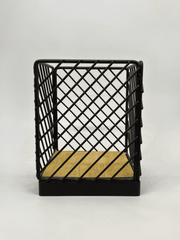 Black Metal Crockery Holder with Wooden Base