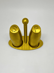 Gold Stainless Steel Salt & Pepper Shaker Set with Stand