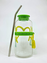 Glass Tumbler with Straw – 700ml Drink Cup with Silicone Grip