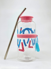 Glass Tumbler with Straw – 700ml Drink Cup with Silicone Grip