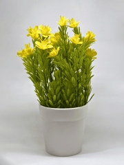 Artificial Yellow Flower Plant in White Pot